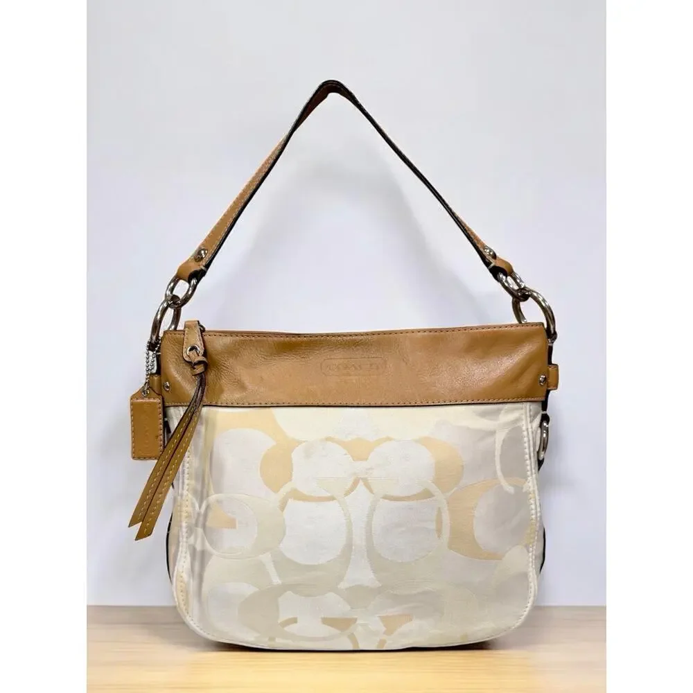 Y2K Coach F14711 Zoe Signature Optic Convertible Hobo Bag & Wristlet